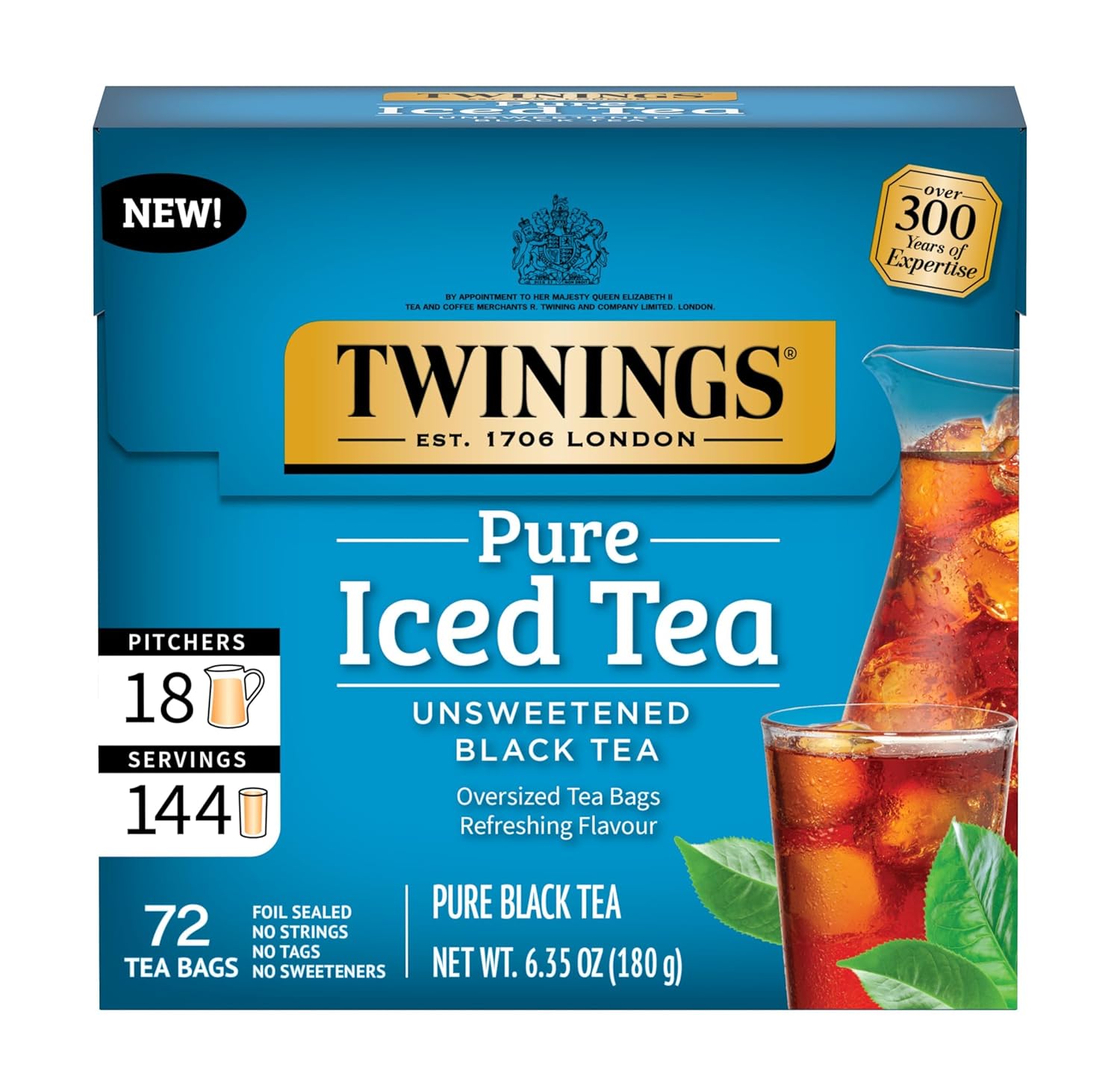 Twinings English Breakfast Black Tea Individually Wrapped Bags, 100 Count (Pack of 1), Smooth, Flavourful, and Robust, Caffeinated, Enjoy Hot or Iced | Packaging May Vary
