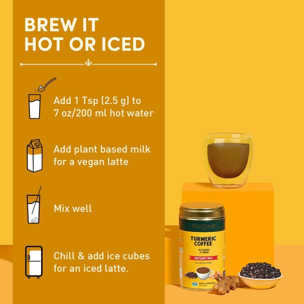 VAHDAM, Organic Turmeric Ginger Herbal Tea Bags (100 Pyramid Tea Bags) Caffeine Free, Non GMO, Gluten Free | 100% Pure Herbal Blend - Savory & Spicy | Plant-Based Tea Bags | Resealable Ziplock Pouch