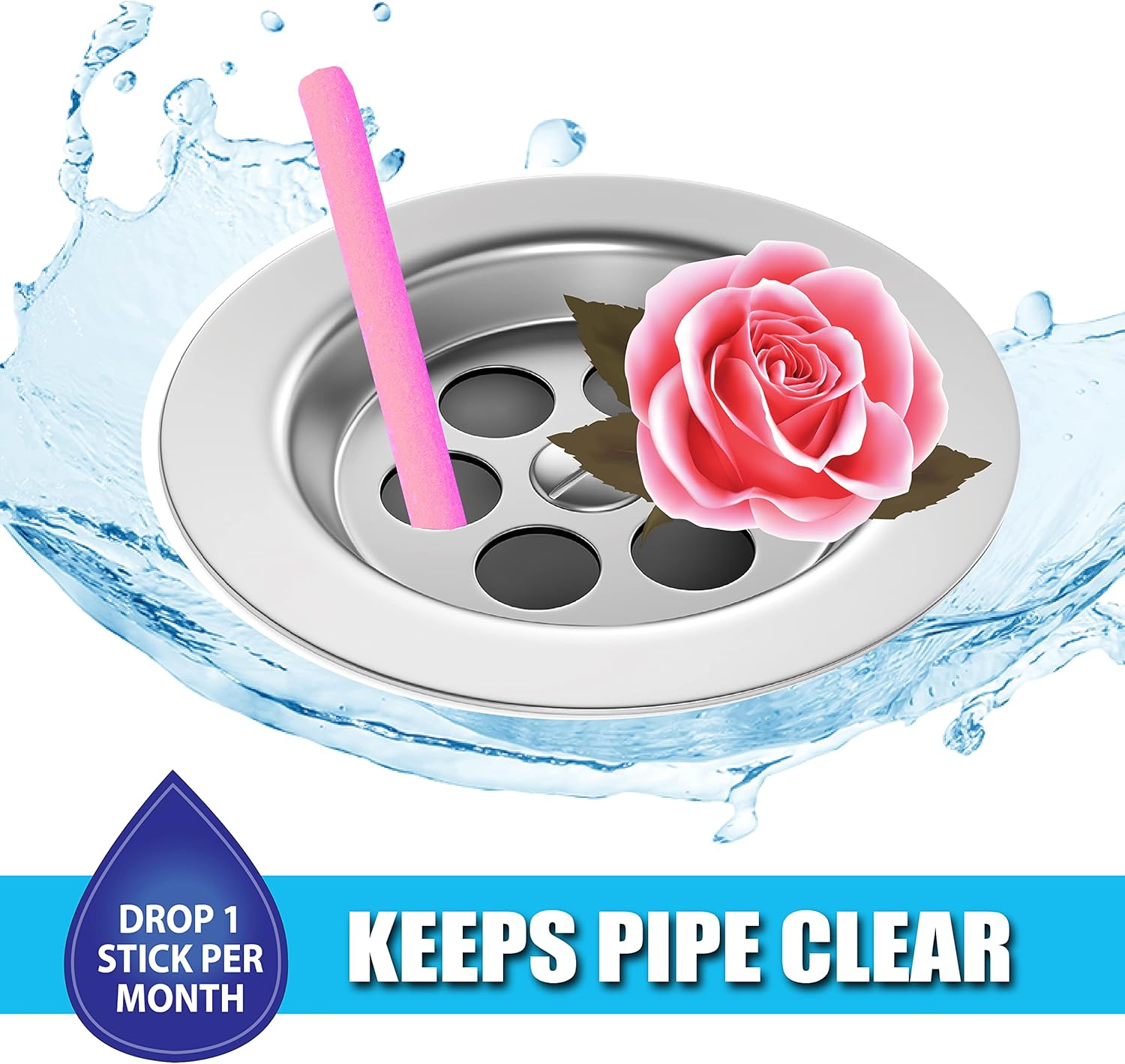 SANI 360° Sani Sticks Drain Cleaner and Deodorizer, Enzyme Pipe Cleaners, Eliminate Odors, Prevent Clogged Drains, Safe for Sinks, Bathtub Drains, Septic Tanks, 24 Count, Lemon Scent