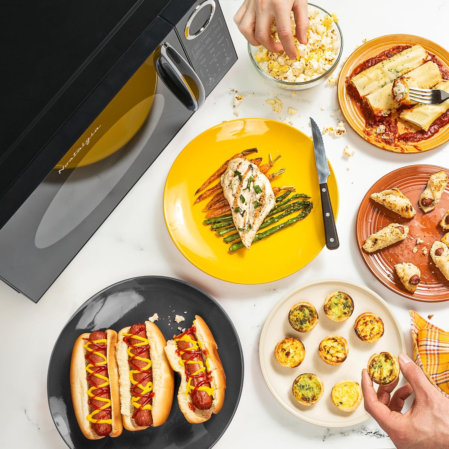 Nostalgia Retro Compact Countertop Microwave Oven - 0.7 Cu. Ft. - 700-Watts with LED Digital Display - Child Lock - Easy Clean Interior - Aqua