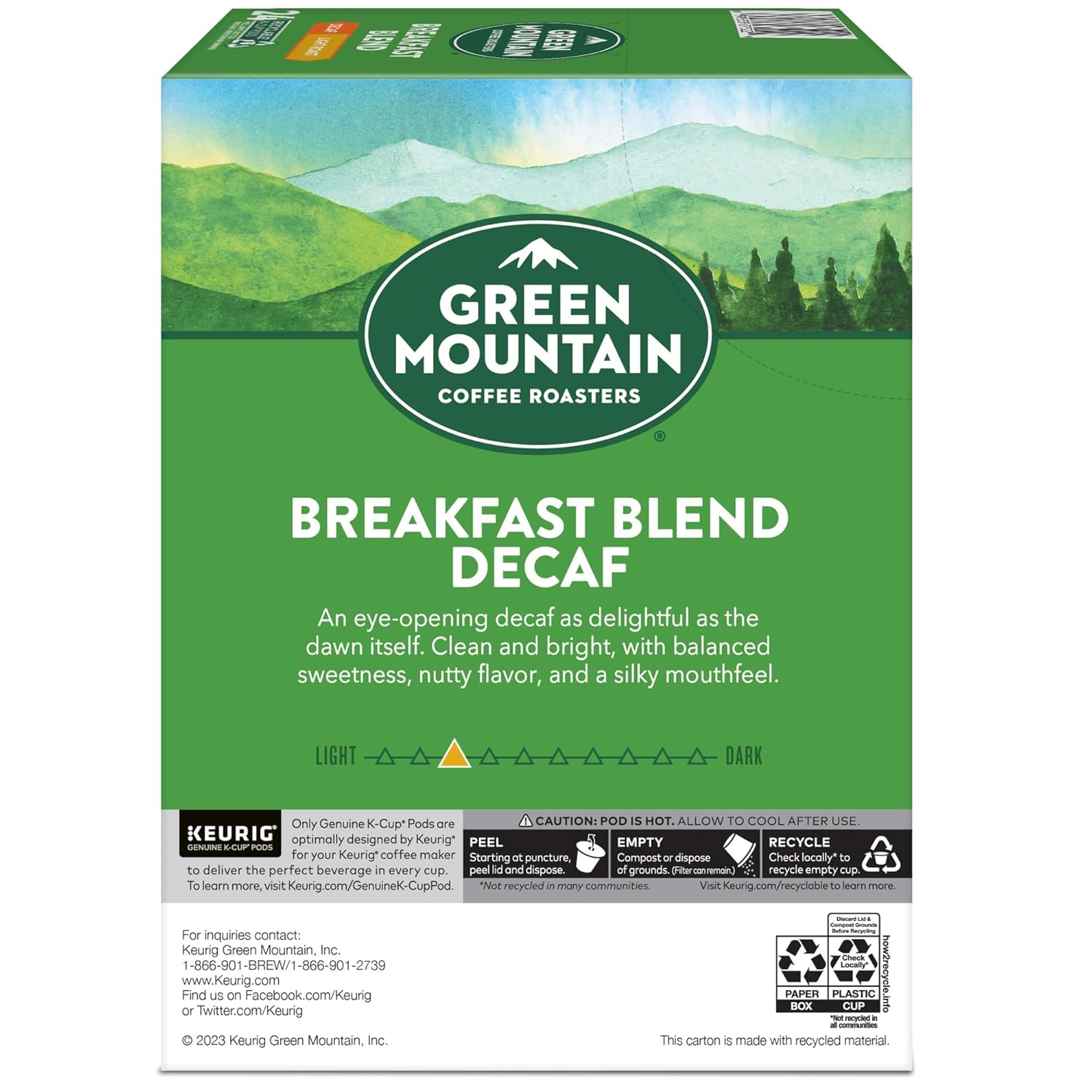 Green Mountain Coffee Roasters Breakfast Blend Single-Serve Keurig K-Cup Pods, Light Roast Coffee, 96 Count