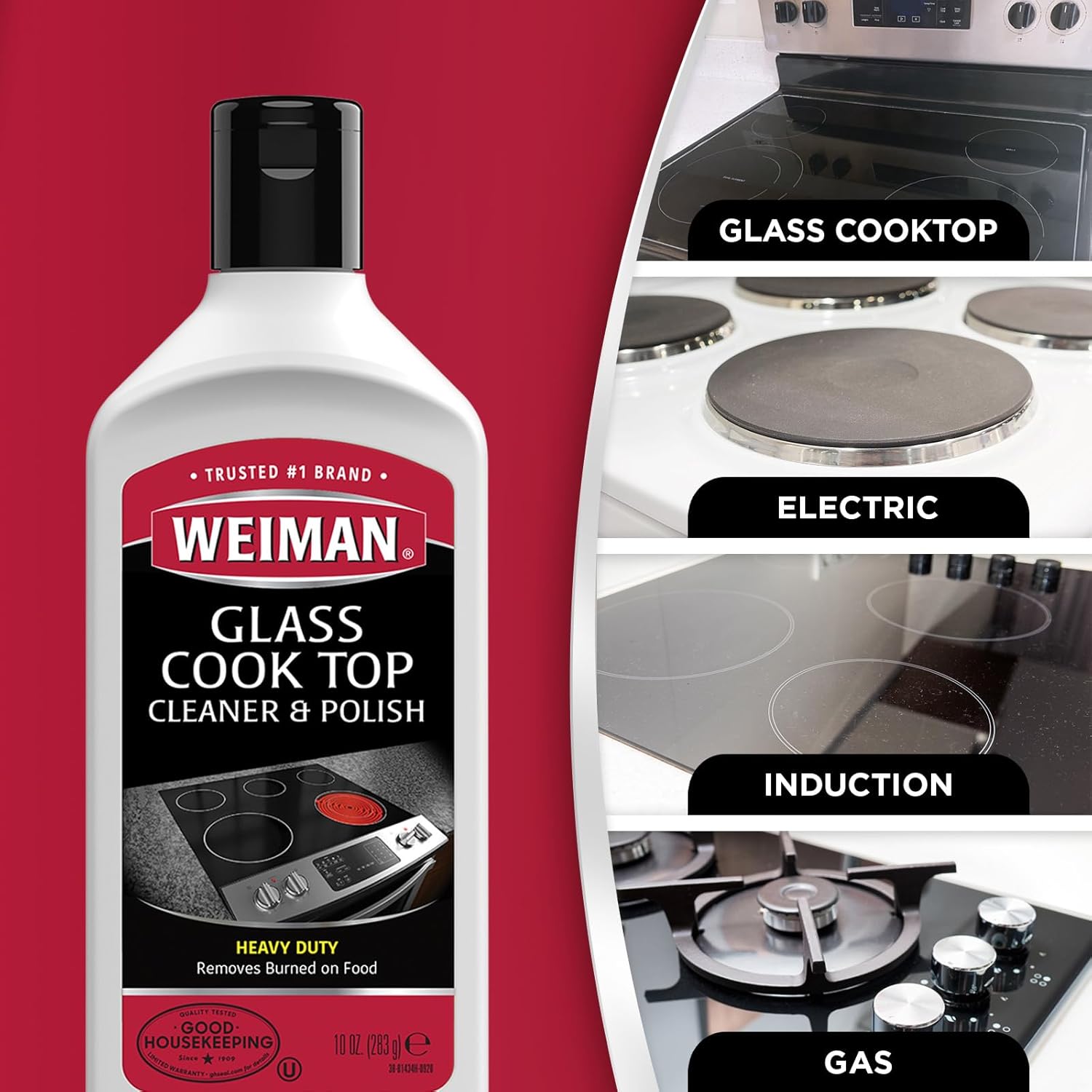 Weiman Cooktop and Stove Top Cleaner Kit - Glass Cook Top Cleaner and Polish 10 oz. Scrubbing Pad, Cleaning Tool, Razor, Scraper