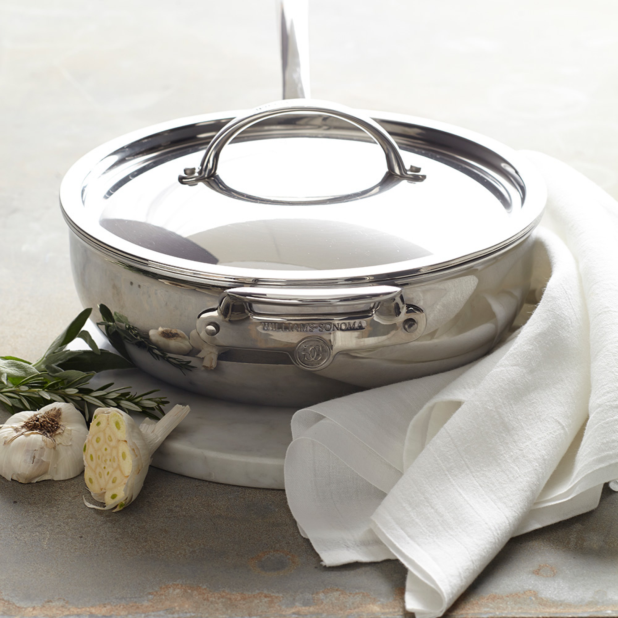 Williams Sonoma Signature Thermo-Clad™ Stainless-Steel Essential Pan, 5-Qt.