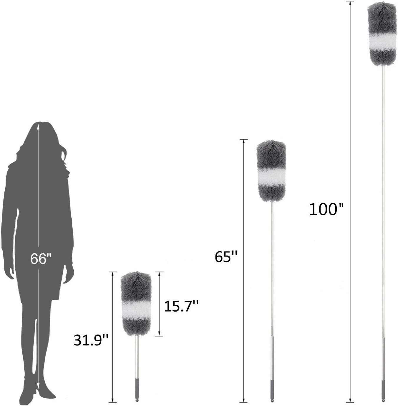 BOOMJOY Microfiber Feather Duster with Extendable Pole, 100