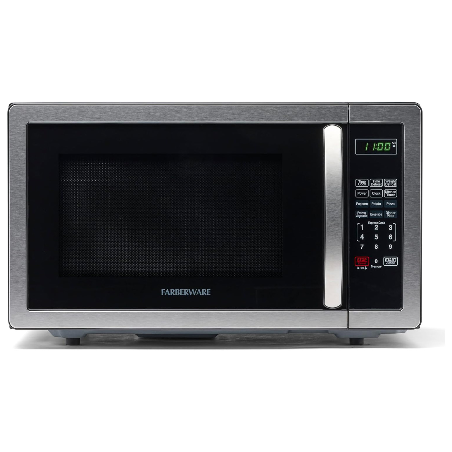 Farberware Countertop Microwave 1000 Watts, 1.1 cu ft - Microwave Oven With LED Lighting and Child Lock - Perfect for Apartments and Dorms - Easy Clean Stainless Steel