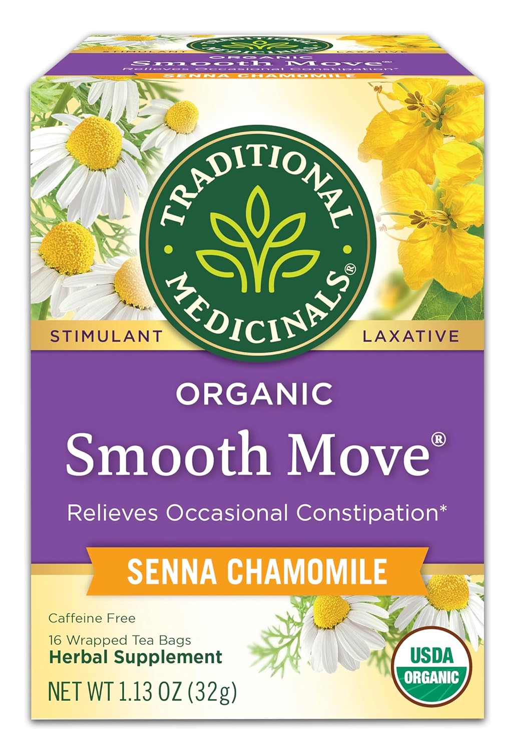 Traditional Medicinals Smooth Move, Helps Relieve Constipation Overnight, 16 Teabags