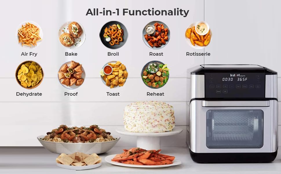 Instant Vortex Plus 6QT XL Air Fryer, 6-in-1, Broils, Dehydrates, Crisps, Roasts, Reheats, Bakes for Quick Easy Meals, 100+ In-App Recipes, Dishwasher-Safe, from the Makers of Instant Pot, Black