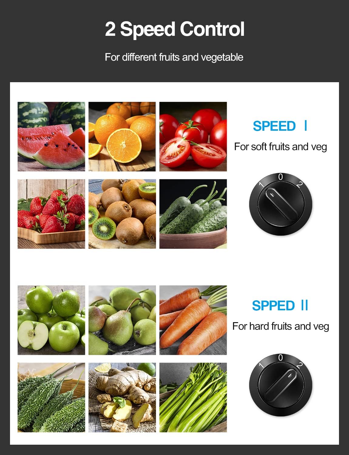 Qcen Juicer Machine, 800W Centrifugal Juicer Extractor with Wide Mouth 3” Feed Chute for Fruit Vegetable, Easy to Clean, Stainless Steel, BPA-free (Black)