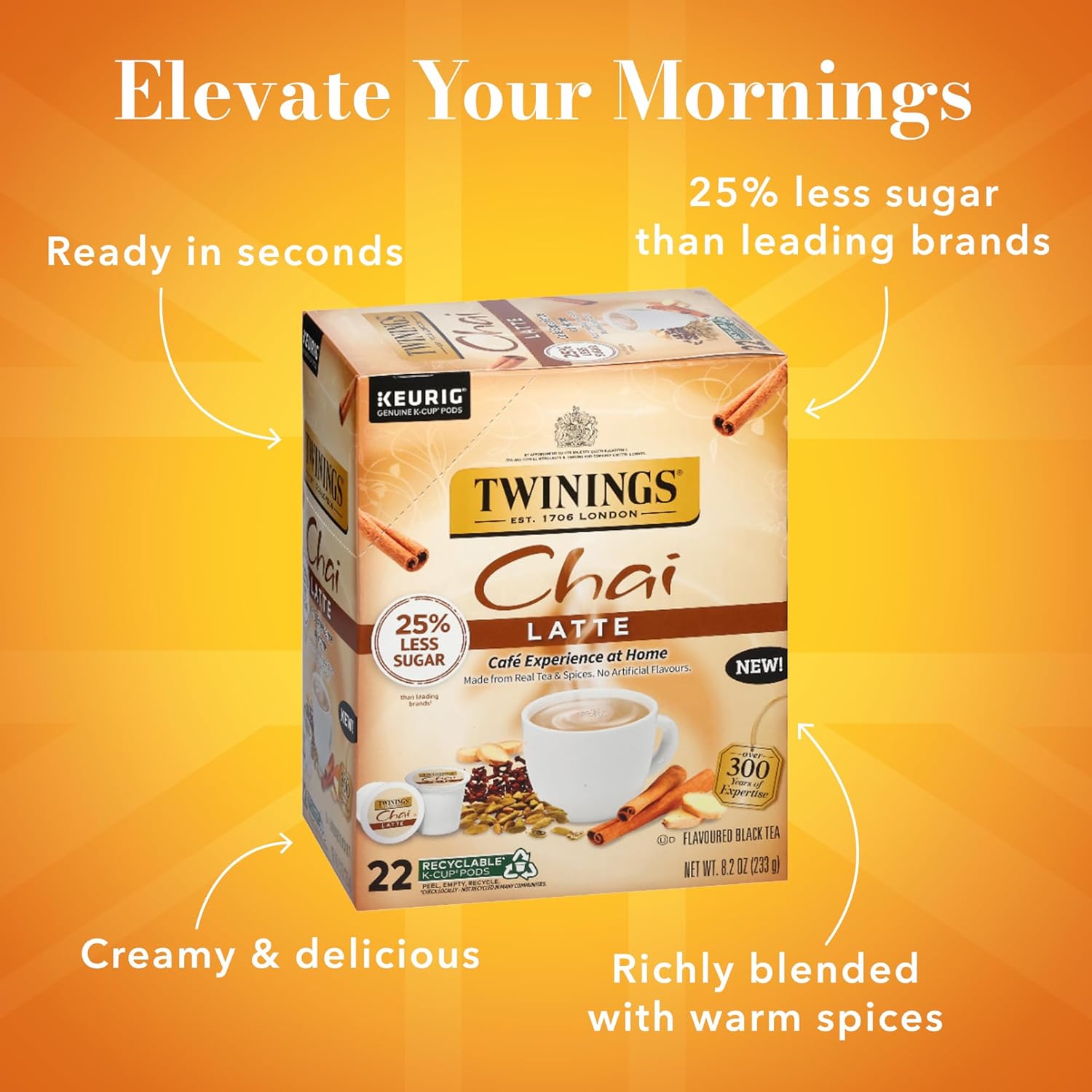 Twinings English Breakfast Black Tea K-Cup Pods for Keurig, 24 Count (Pack of 1), Smooth, Flavourful, Robust, Caffeinated, Enjoy Hot or Iced | Packaging May Vary