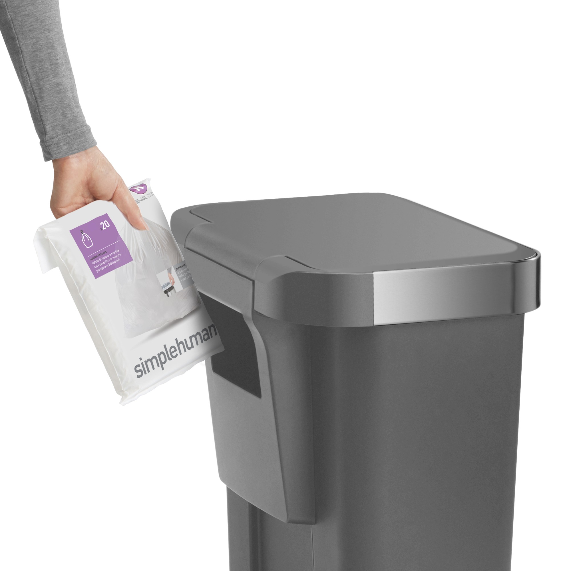 simplehuman™ Plastic Liner Pocket Trash Can, 45L