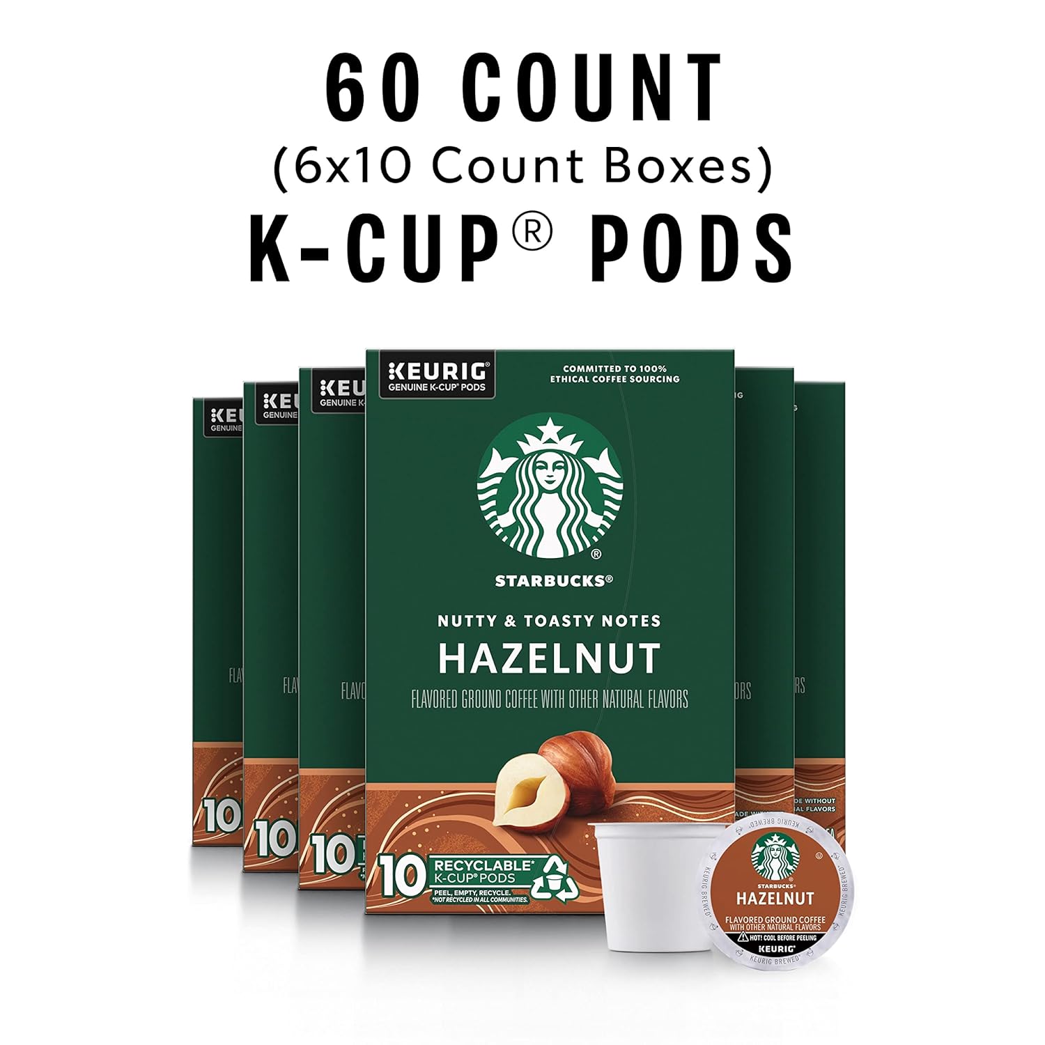 Starbucks K-Cup Coffee Pods, Starbucks Blonde Roast Coffee, Veranda Blend for Keurig Brewers, 100% Arabica, 6 boxes (60 pods total)