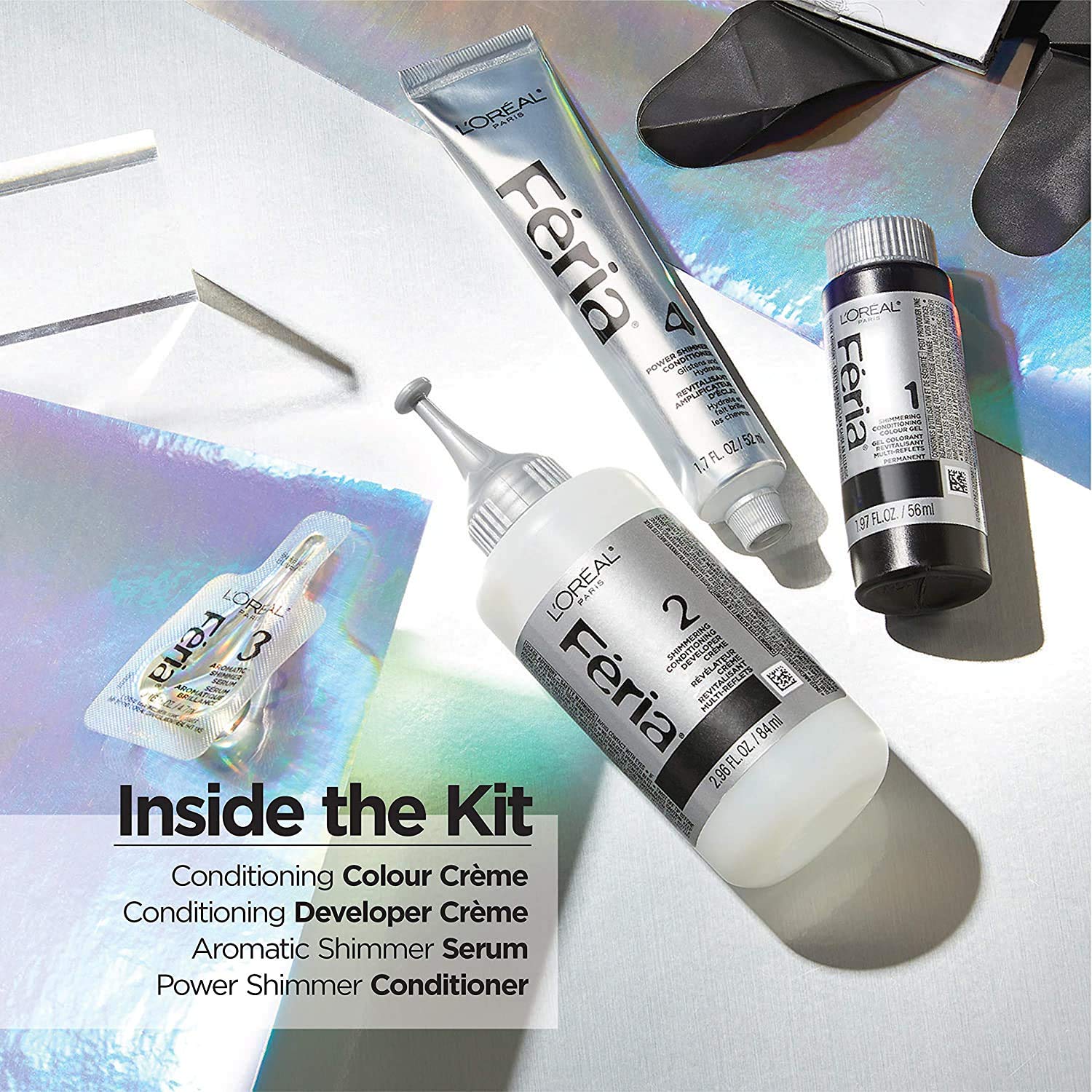 L'Oreal Paris Feria Hyper Platinum Advanced Lightening System Hair Bleach, Lifts Up To 8 Levels, Includes Anti Brass Purple Conditioner, 1 Hair Dye Kit