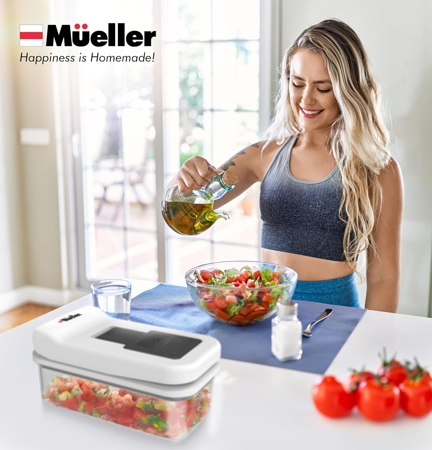 Mueller Pro-Series 10-in-1, 8 Blade Vegetable Chopper, Onion Mincer, Cutter, Dicer, Egg Slicer with Container, French Fry Cutter, Potato Slicer, Home Essentials & Kitchen Gadgets, Salad Chopper