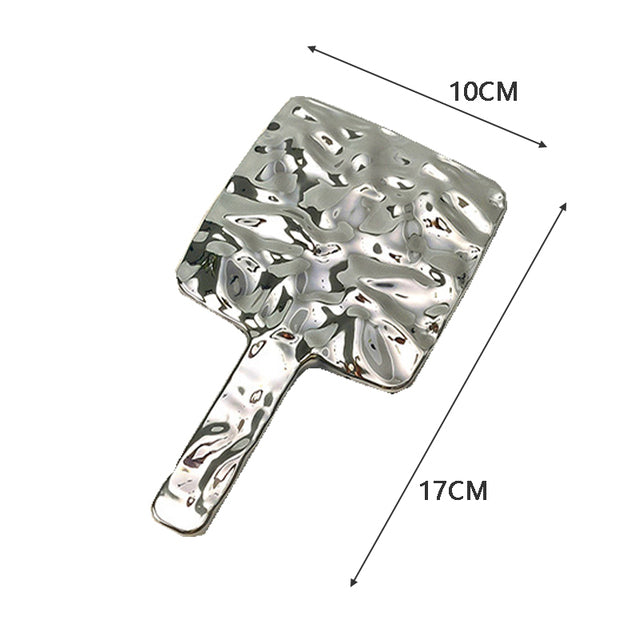 Aesthetic liquid Chrome handheld mirror