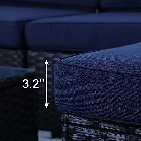 3-Piece Patio L-Shaped Rattan Sectional Sofa Set With Cushions