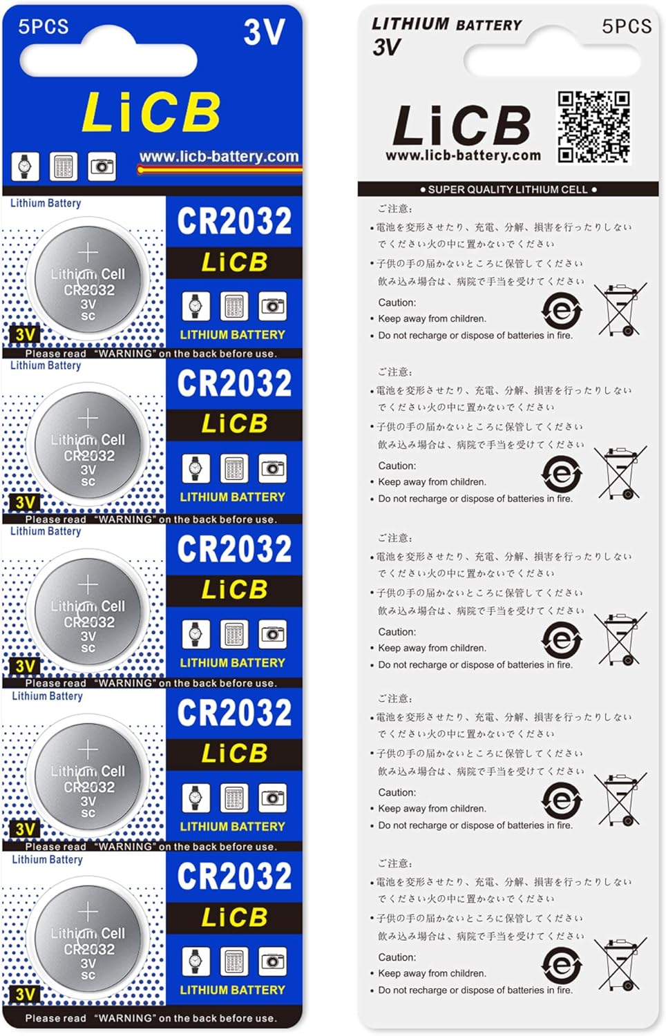 LiCB CR2032 3V Lithium Battery(10-Pack)
