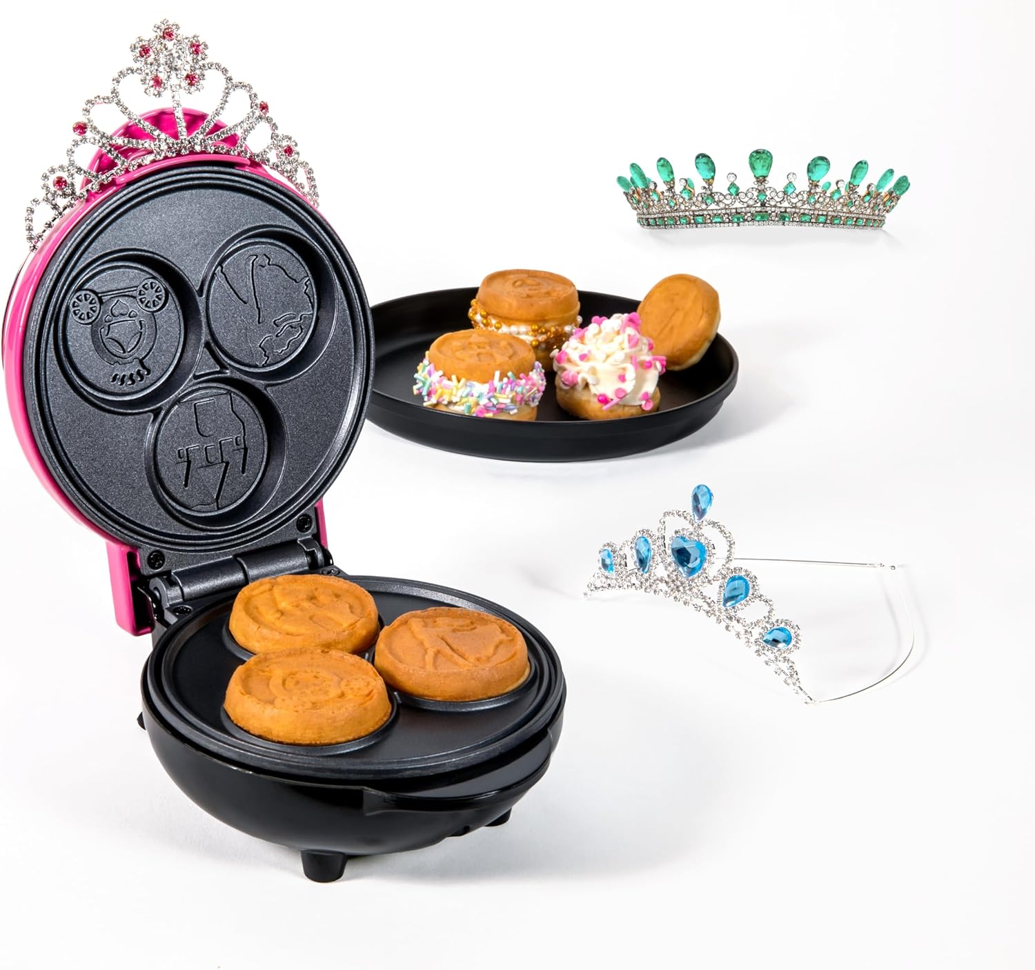 Nostalgia MyMini Cars and Trucks Shape Electric Waffle Maker, 5-Inch Non-Stick Griddle for Waffles, Hash Browns, Eggs, and More, Yellow