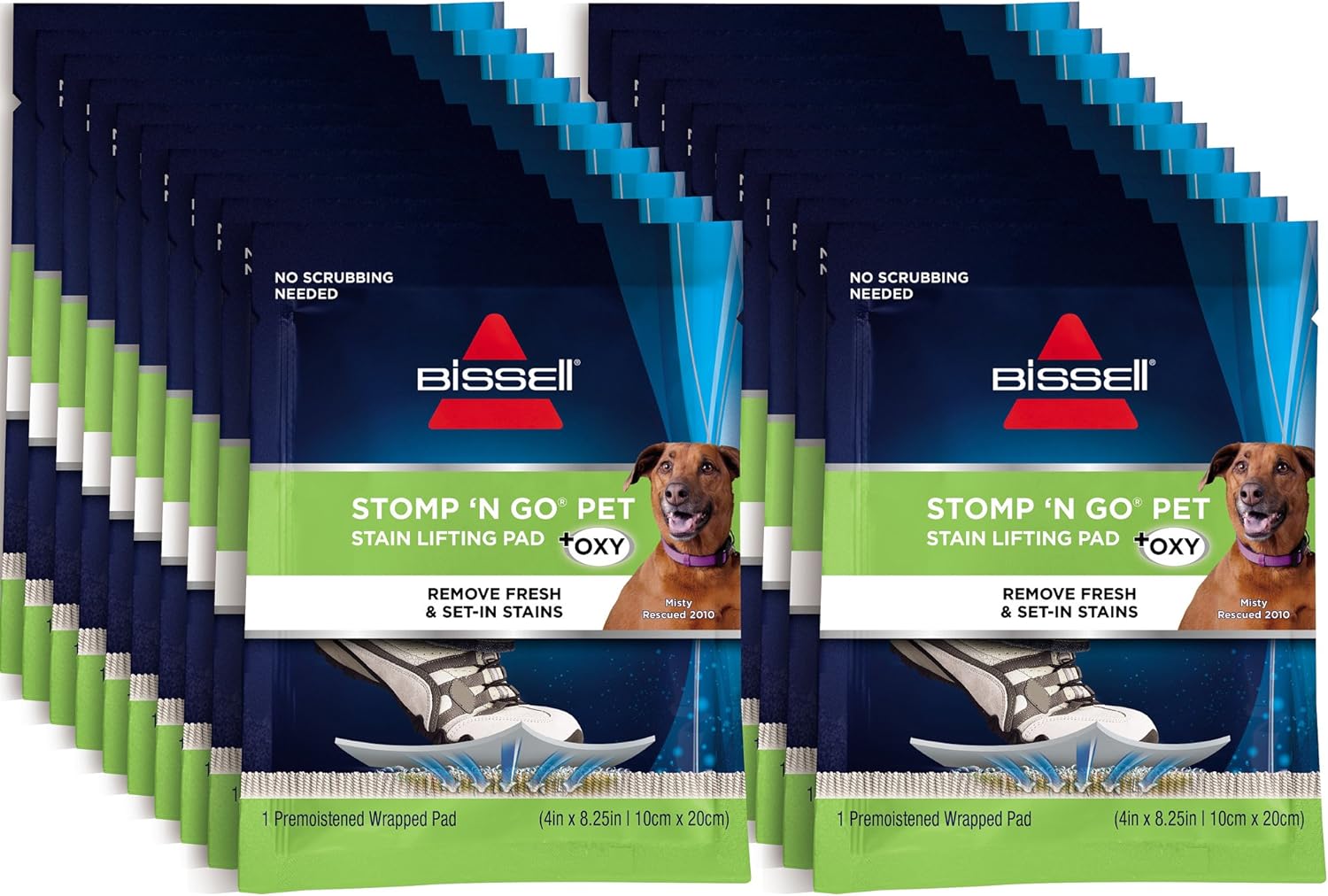 Bissell Stomp 'N Go Pet Lifting Pads + Oxy for Stain Removal on Carpet & Area Rug Cleaning, 2194, 20 Count(Pack of 1)
