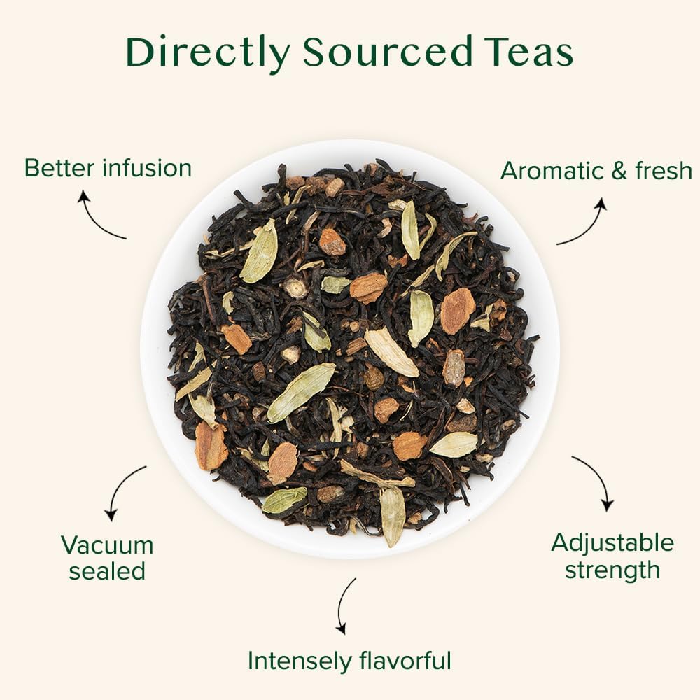 VAHDAM, Organic Turmeric Ginger Herbal Tea Bags (100 Pyramid Tea Bags) Caffeine Free, Non GMO, Gluten Free | 100% Pure Herbal Blend - Savory & Spicy | Plant-Based Tea Bags | Resealable Ziplock Pouch