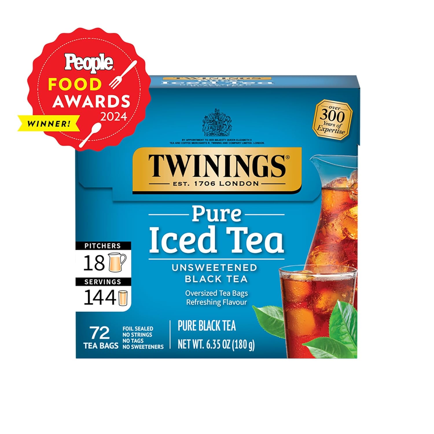 Twinings English Breakfast Black Tea Individually Wrapped Bags, 100 Count (Pack of 1), Smooth, Flavourful, and Robust, Caffeinated, Enjoy Hot or Iced | Packaging May Vary