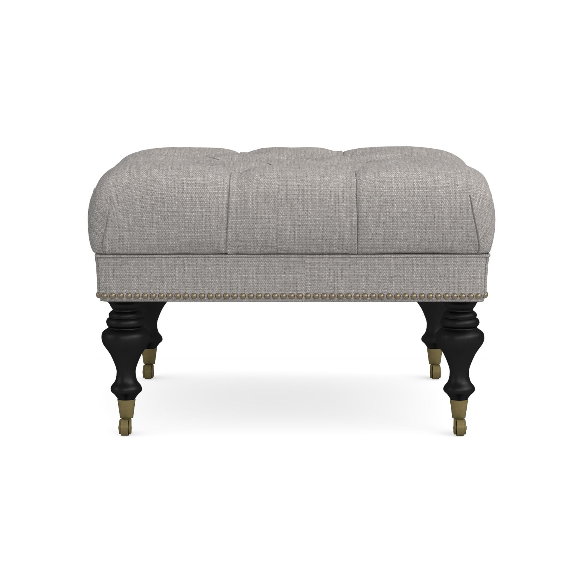 Fairfax Square Ottoman, Turned Leg with Tufted Top (26