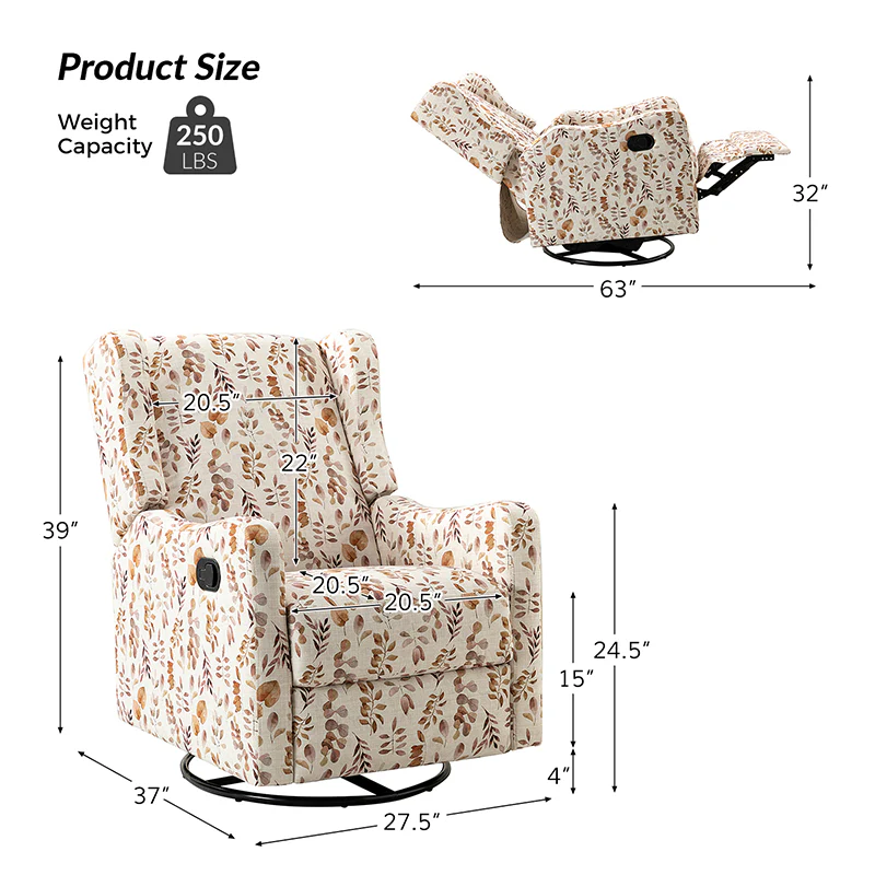 Damian Manual Swivel Glider Recliner