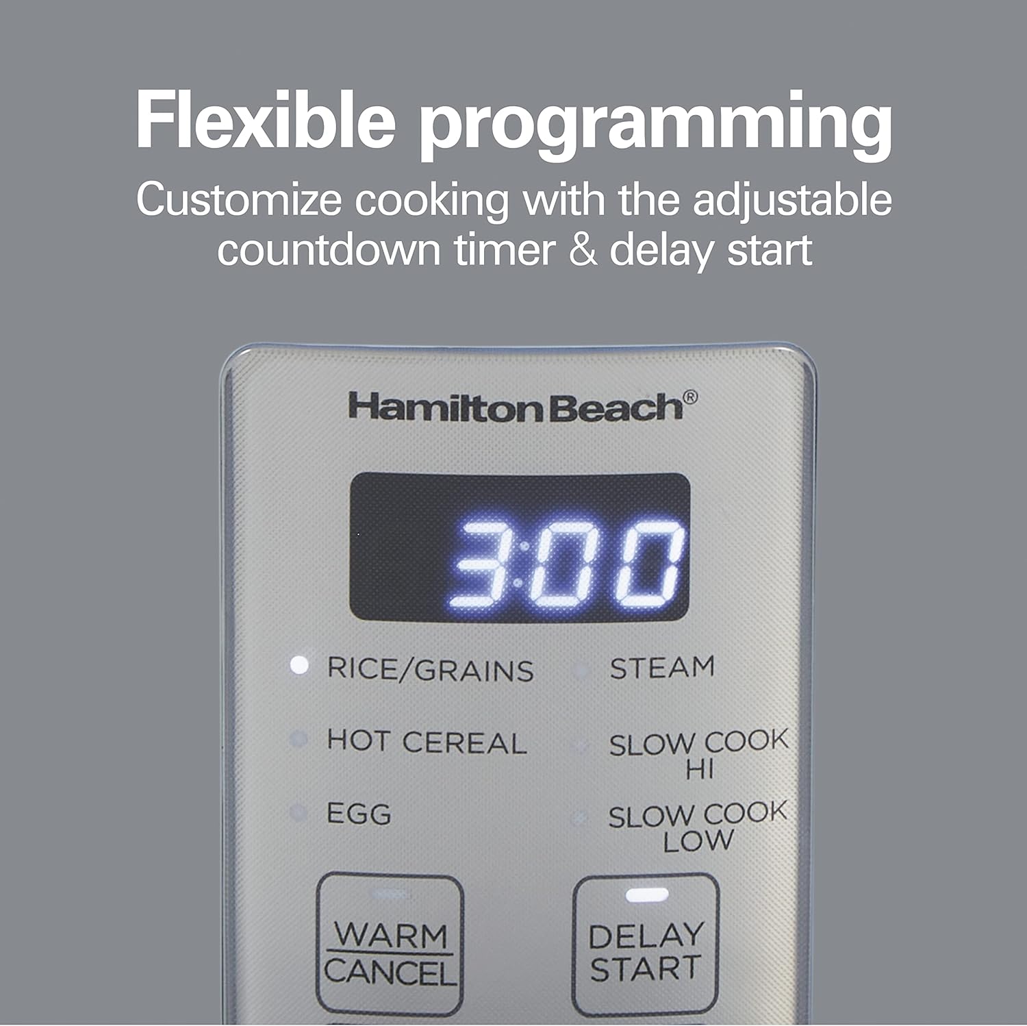 Hamilton Beach Digital Programmable Rice Cooker & Food Steamer, 8 Cups Cooked (4 Uncooked), With Steam & Rinse Basket, Stainless Steel (37518)