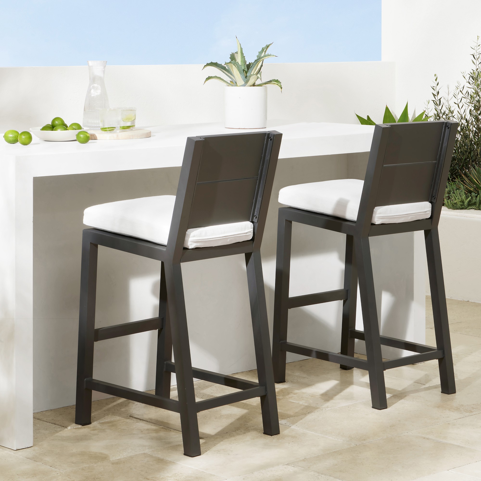 Larnaca Outdoor Slate Grey Metal Stools