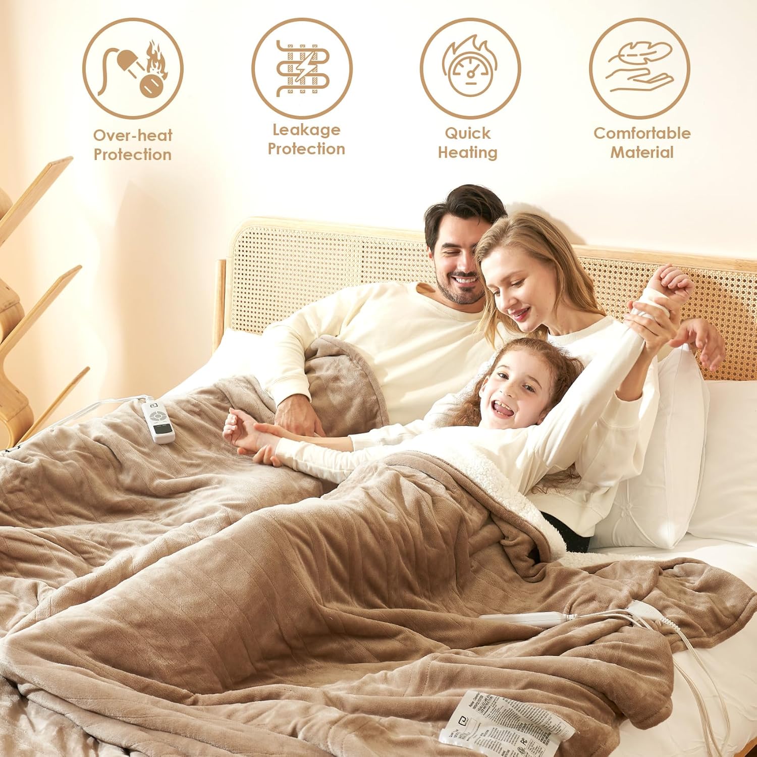 EHEYCIGA Heated Blanket Electric Blanket Throw - Heating Blanket with 9 Heating Levels & 10 Hours Auto Off, Soft Cozy Sherpa Washable Blanket with Fast Heating, 50 x 60 Inches