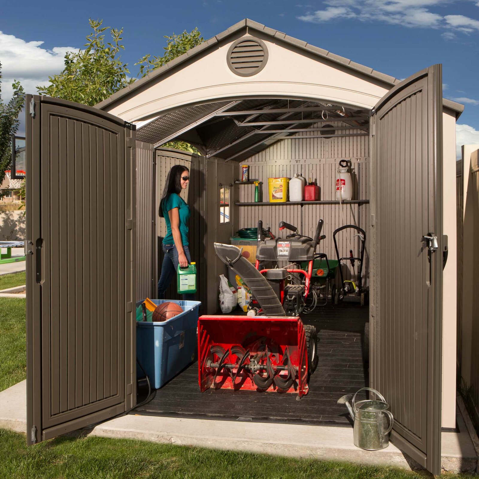 Dual Entry 15 ft. W x 8 ft. D Plastic Storage Shed