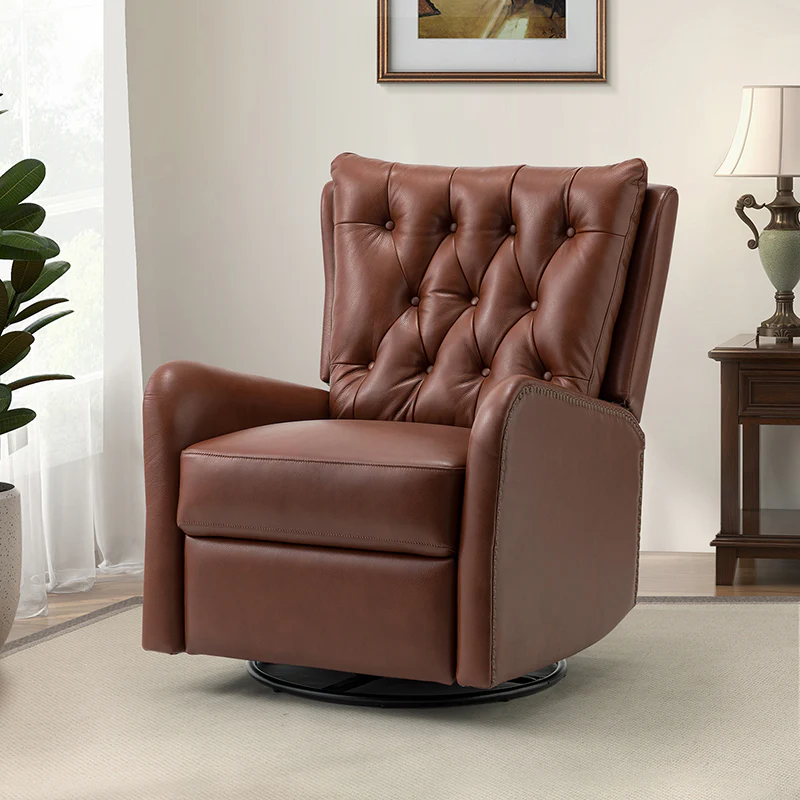 Francisco Genuine Leather Manual Swivel Recliner