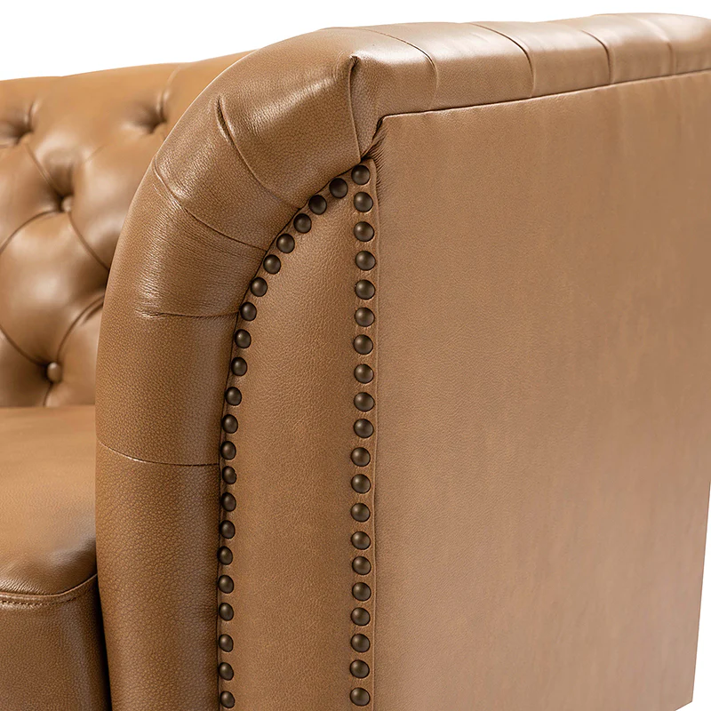 Patricio Tufted Genuine Leather Elegant Design Classic Chesterfield Sofa