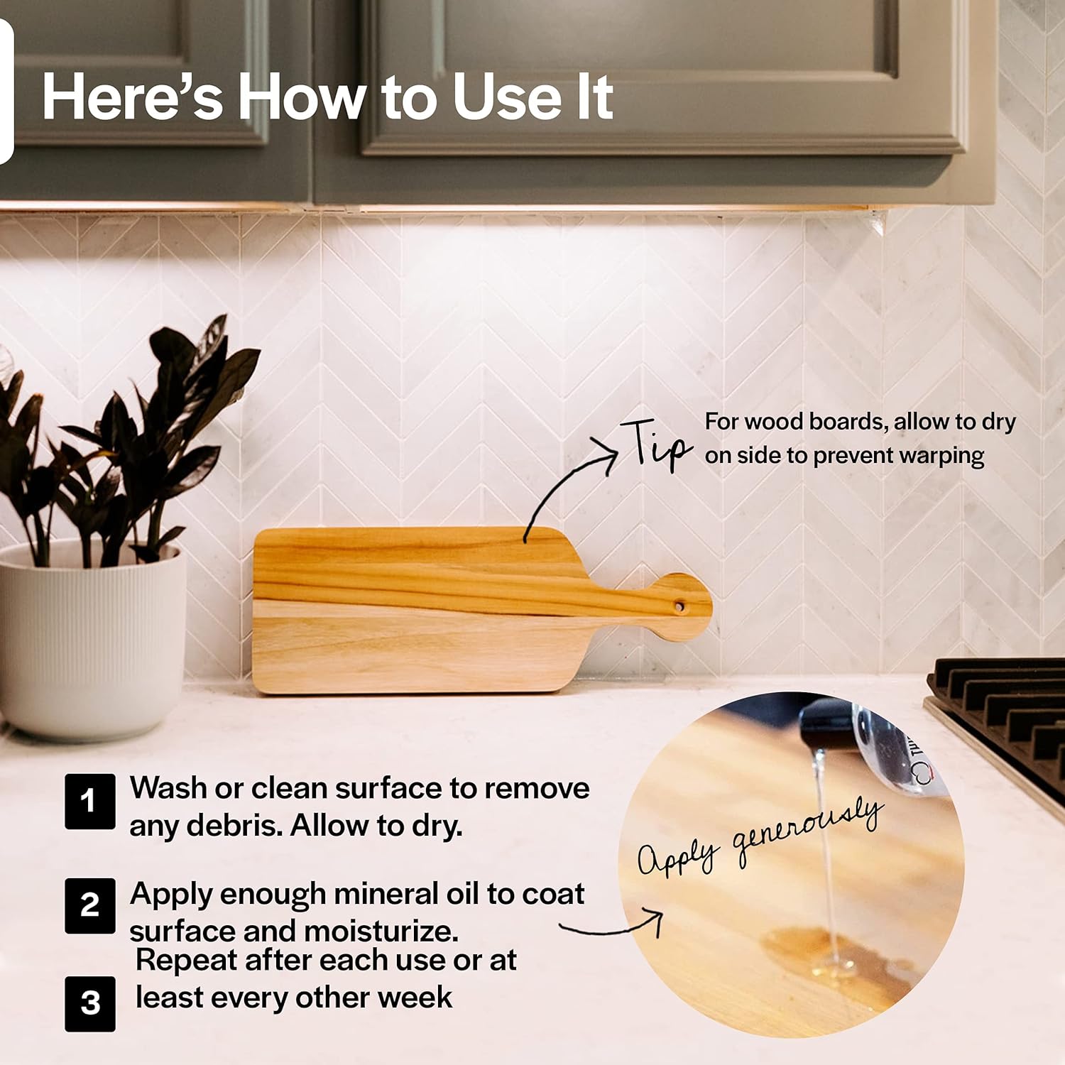 Thirteen Chefs Mineral Oil - 8 oz Food Grade Conditioner for Wood Cutting Board, Countertop & Butcher Block, Lubricant for Knife or Meat Grinder - Safe USP Finish on Marble, Soapstone