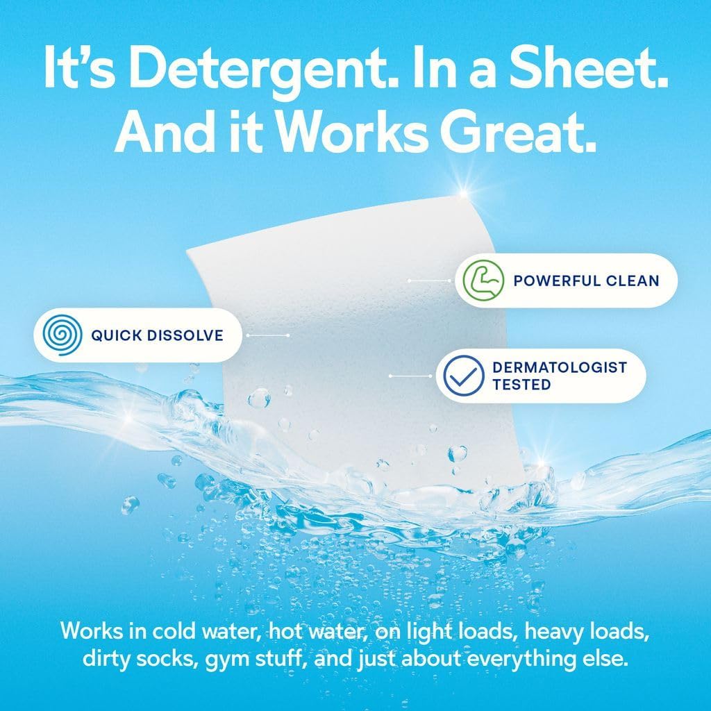 Earth Breeze Laundry Detergent Sheets Fresh Scent - 60 Loads No Plastic Jug Concentrated Laundry Detergent 30 Sheets
