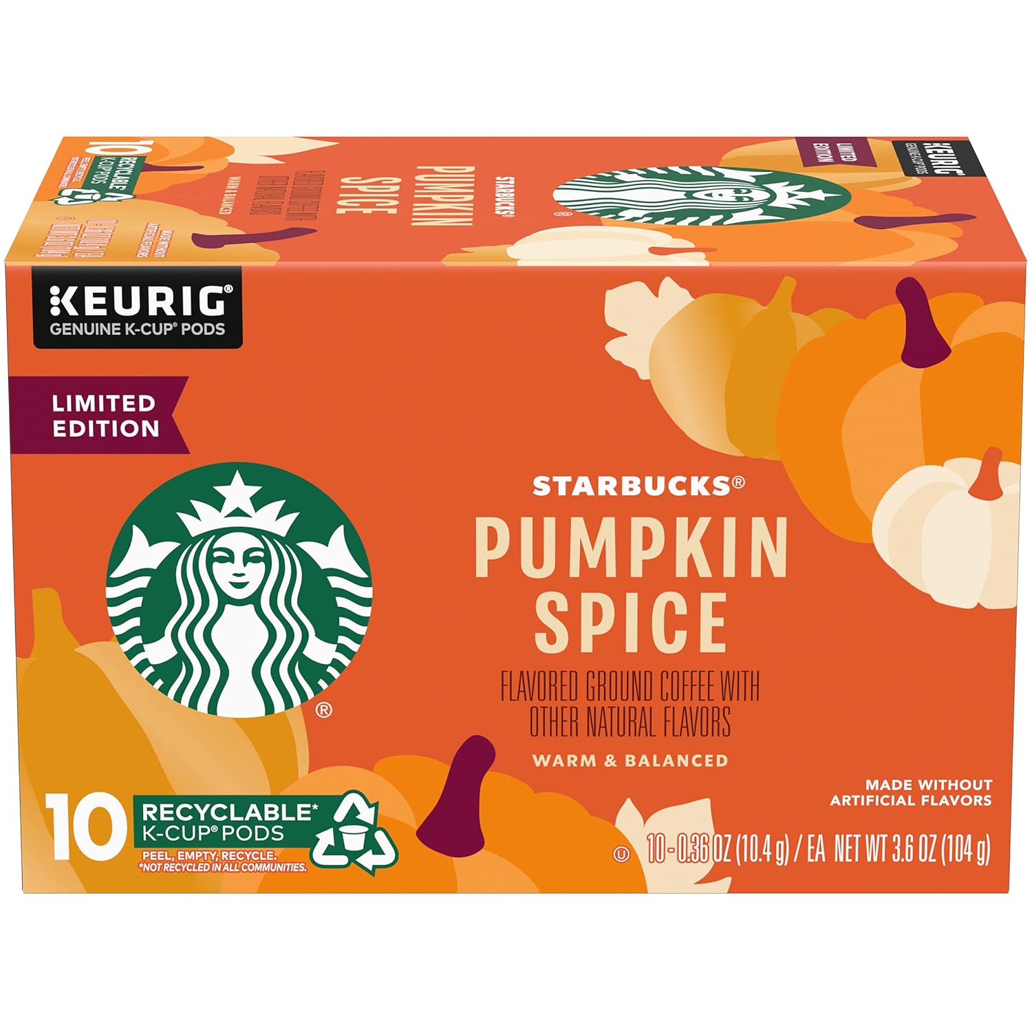 Starbucks K-Cup Coffee Pods, Starbucks Blonde Roast Coffee, Veranda Blend for Keurig Brewers, 100% Arabica, 6 boxes (60 pods total)