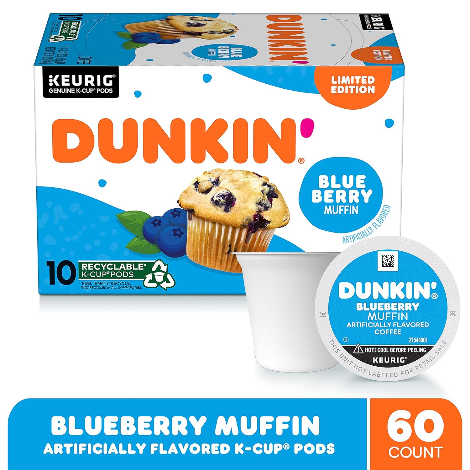 Dunkin' Original Blend Medium Roast Coffee, 60 Keurig K-Cup Pods