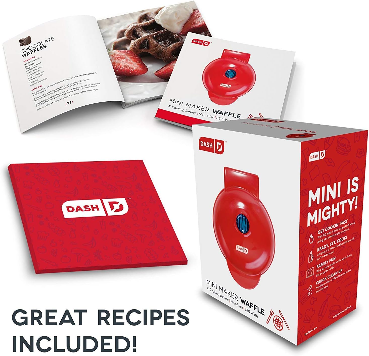 DASH Mini Waffle Maker - 4” Waffle Mold, Nonstick Waffle Iron with Quick Heat-Up, PTFE Nonstick Surface - Perfect Mini Waffle Maker for Kids and Families, Just Add Batter (Aqua)