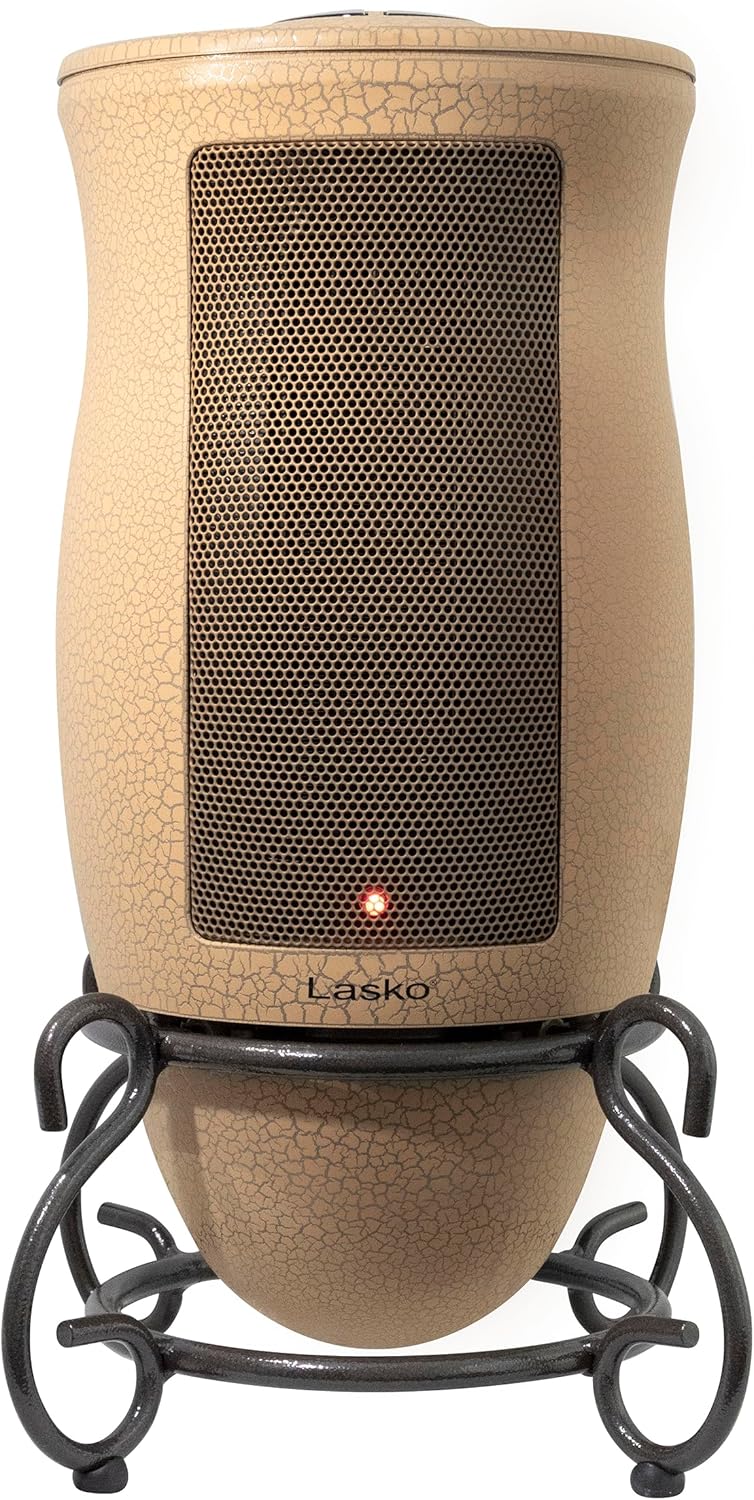 Lasko Oscillating Designer Series Ceramic Space Heater for Home with Adjustable Thermostat, Timer and 2-Speeds, 16 Inches, 1500W, Beige, 6405