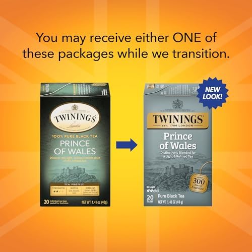 Twinings English Breakfast Black Tea Individually Wrapped Bags, 100 Count (Pack of 1), Smooth, Flavourful, and Robust, Caffeinated, Enjoy Hot or Iced | Packaging May Vary