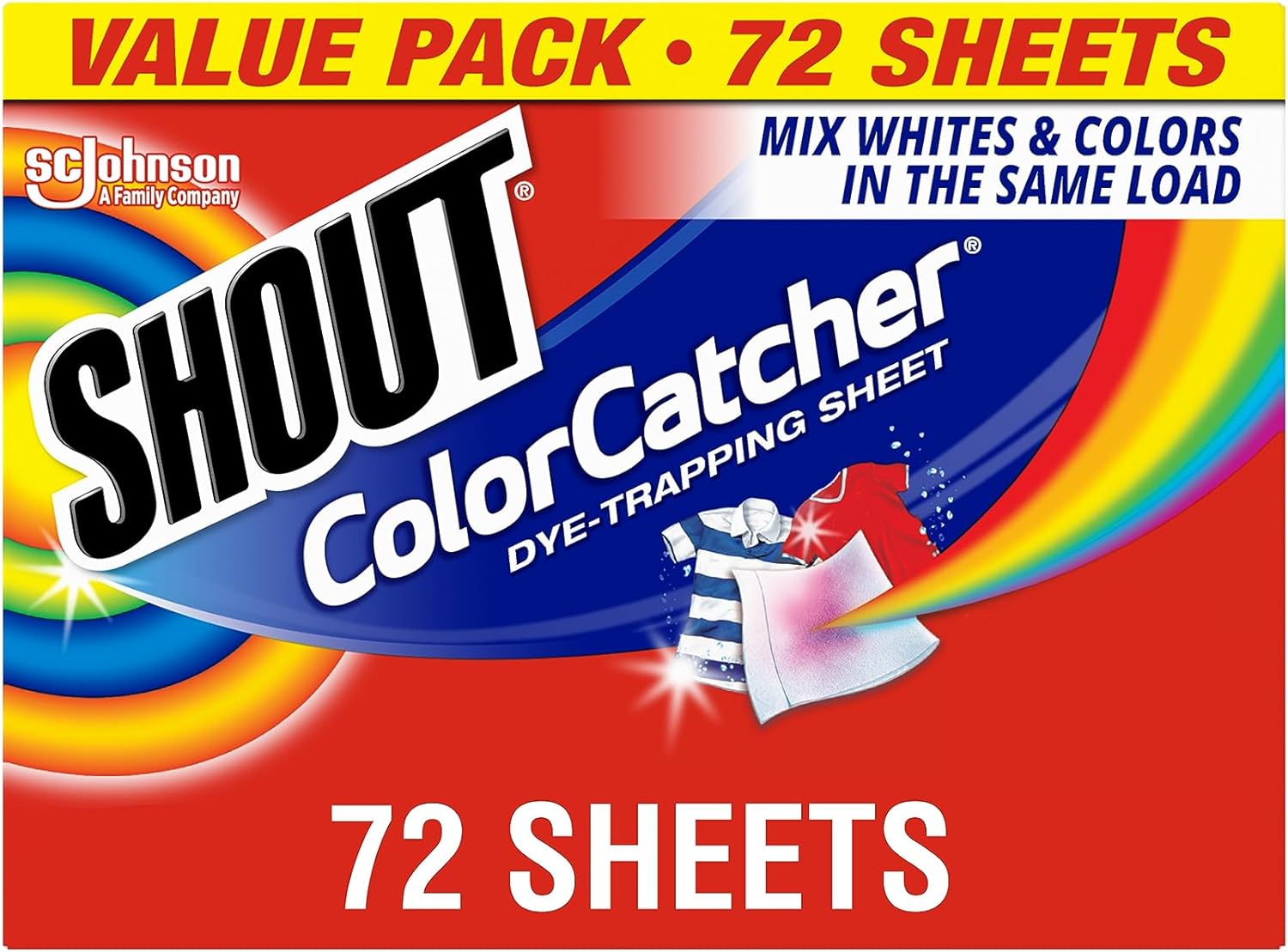Shout Color Catcher Sheets for Laundry, Allow Mixed Washes, Prevent Color Runs, and Maintain Original Color of Clothing, 72 Count