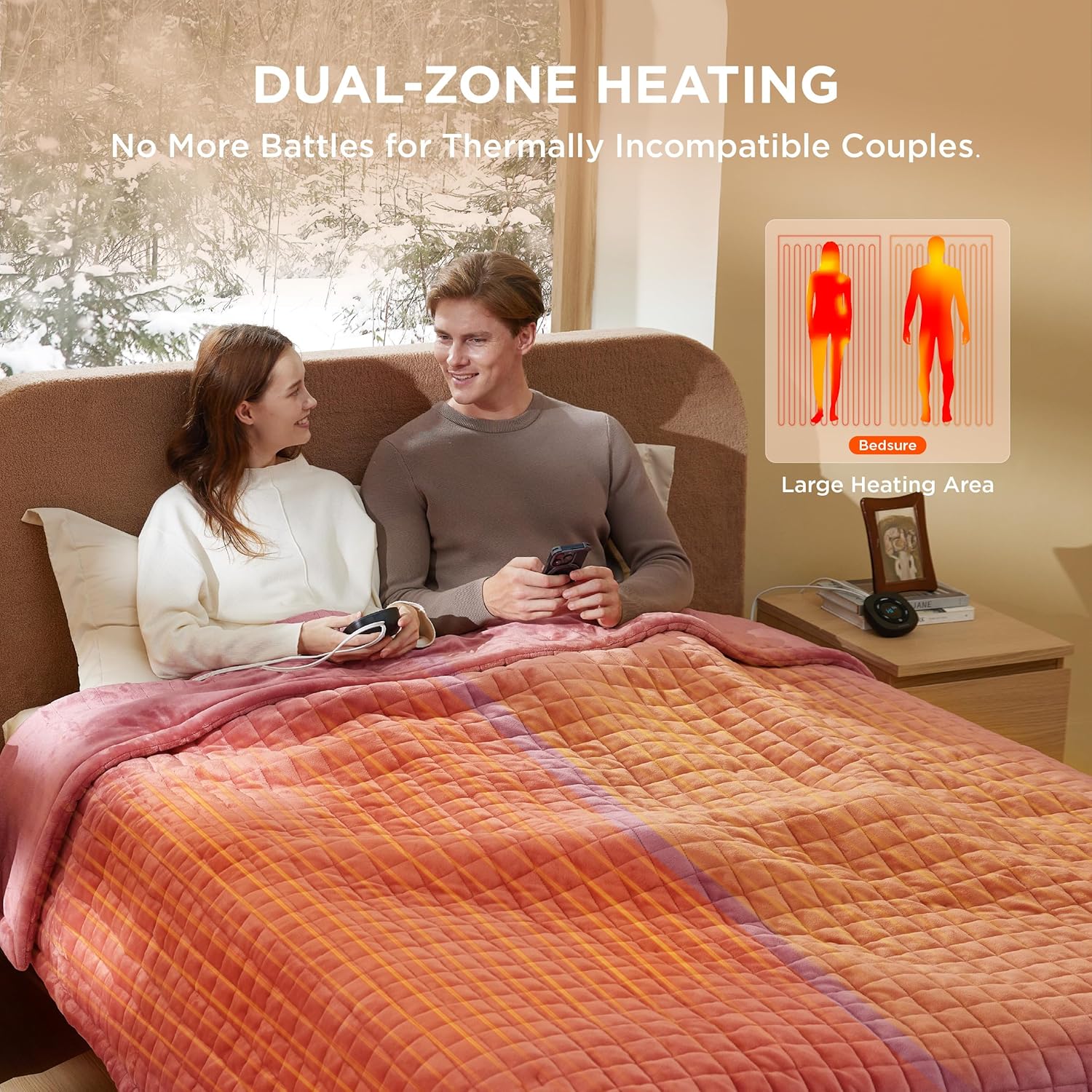 Bedsure Heated Blanket Electric Throw - Soft Flannel Electric Blanket, Heating Blanket with 4 Time Settings & 6 Heat Settings, Warm Blanket Gift for Grandma (50x60 inches, Grey)