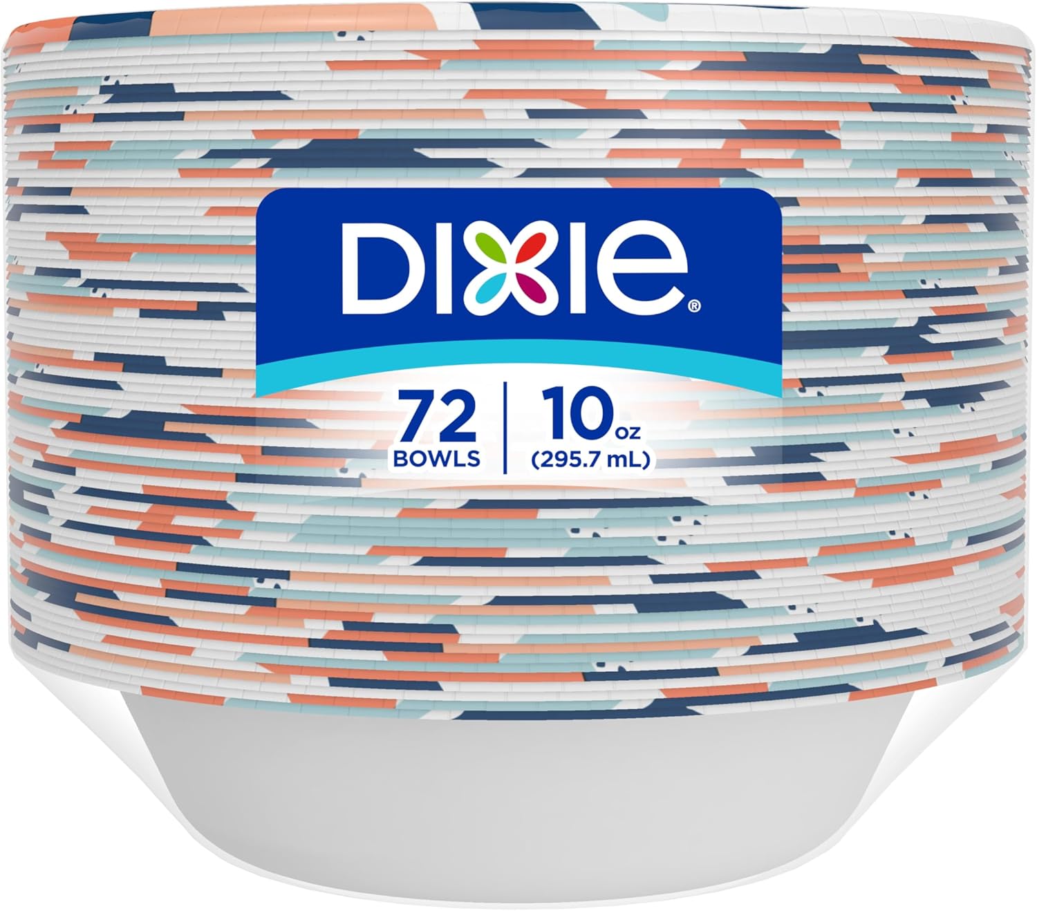 Dixie Small Paper Bowls, 10 Oz, 72 Count, Microwave-Safe, Soak-Proof, Disposable Bowls Great For Snacks, Dessert, And Light Lunch Meals