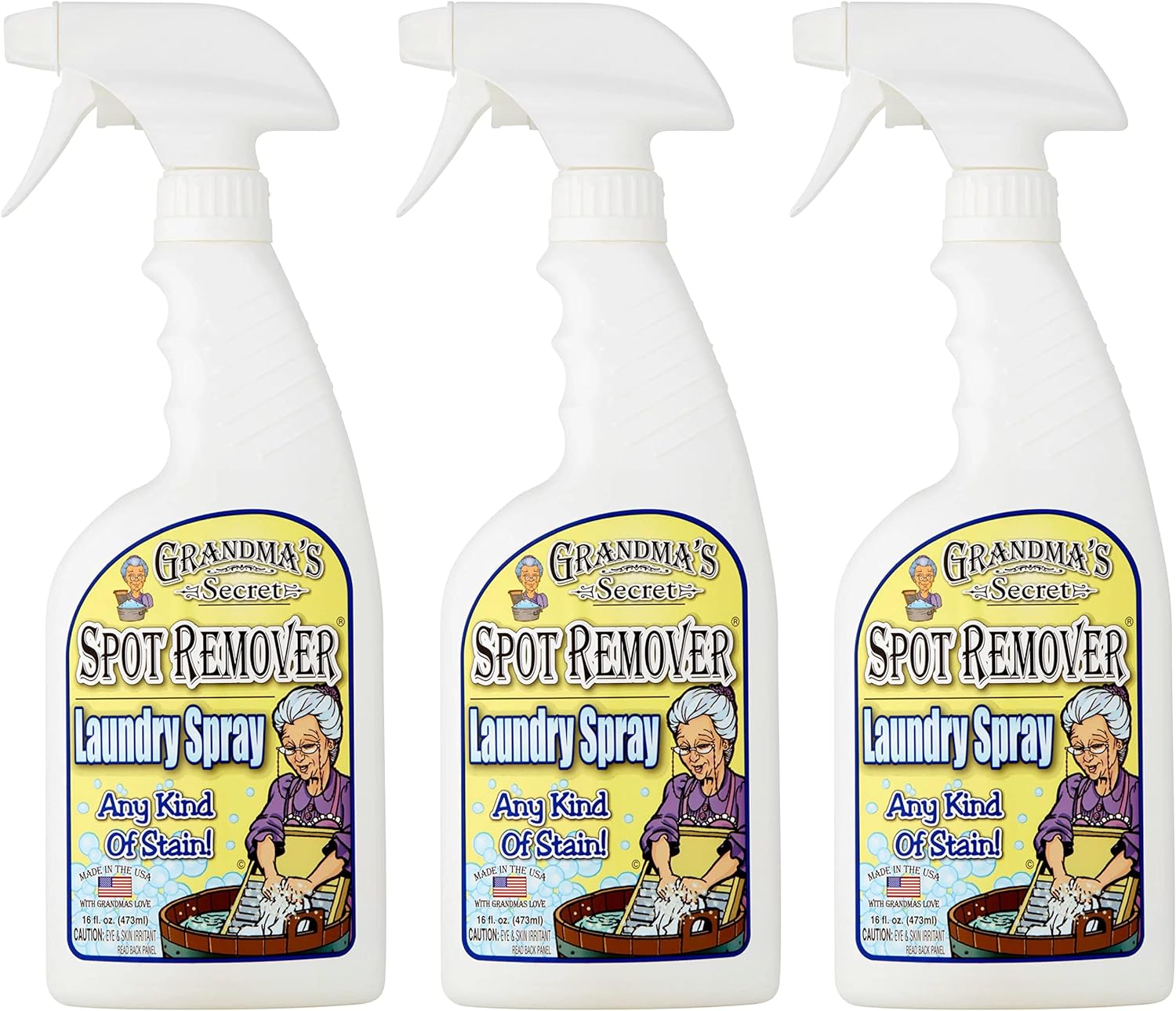 Grandma's Secret Spot Remover Laundry Spray - Chlorine, Bleach and Toxin-Free Fabric Stain Remover for Clothes - Removes Oil, Paint, Blood and Pet Stains - 16 Oz, 2 Pack