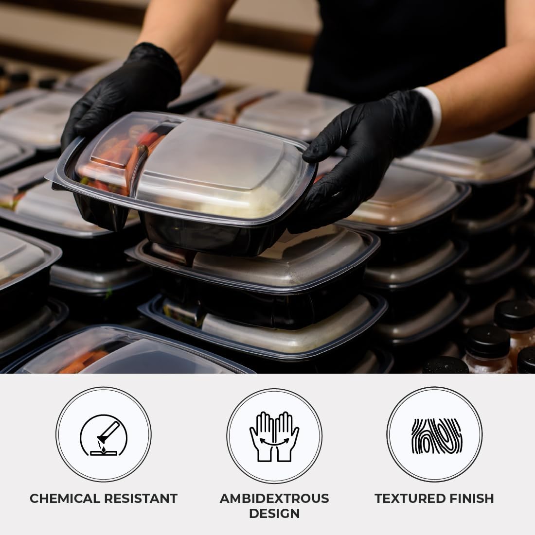 ForPro Professional Collection Disposable Nitrile Gloves, Chemical Resistant, Powder-Free, Latex-Free, Non-Sterile, Food Safe, 4 Mil, Black, Large, 100-Count