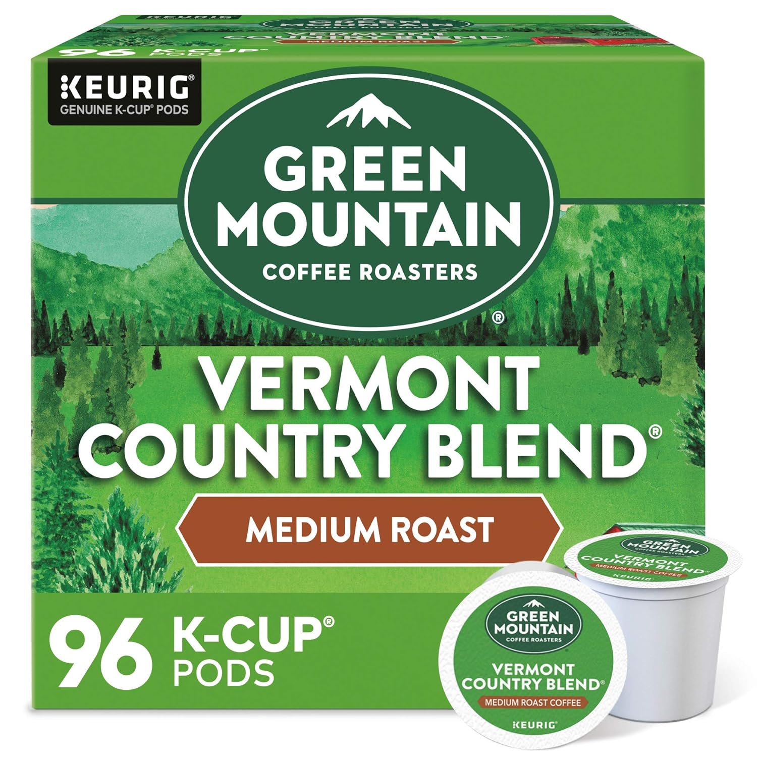 Green Mountain Coffee Roasters Half Caff Keurig Single-Serve K-Cup pods, Medium Roast Coffee, 72 Count (6 Packs of 12)