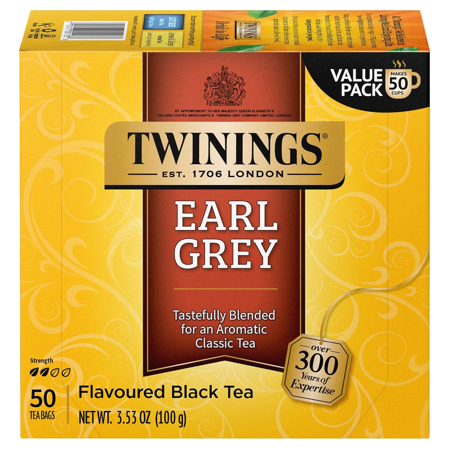 Twinings English Breakfast Black Tea Individually Wrapped Bags, 100 Count (Pack of 1), Smooth, Flavourful, and Robust, Caffeinated, Enjoy Hot or Iced | Packaging May Vary