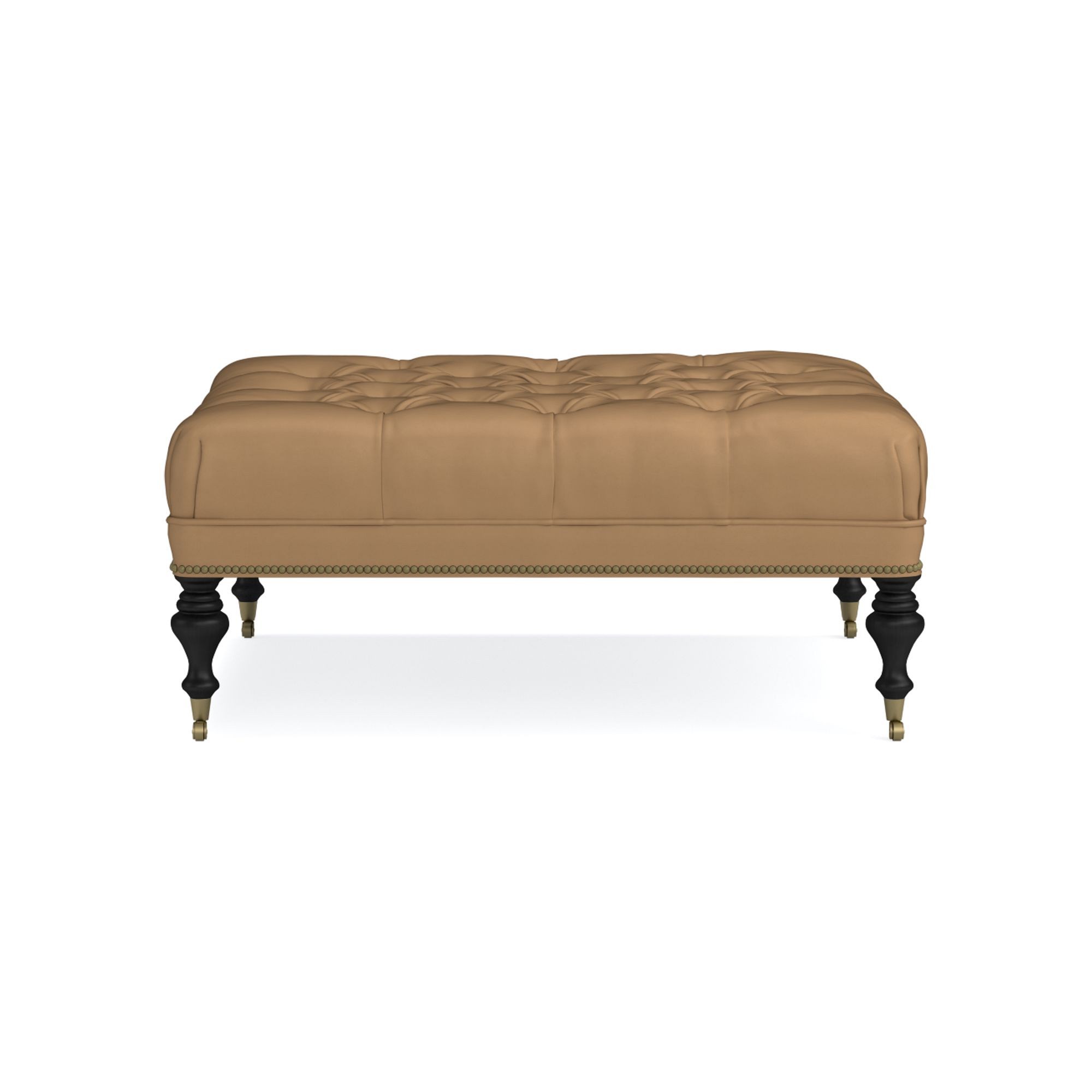 Fairfax Square Ottoman, Turned Leg with Tufted Top (26