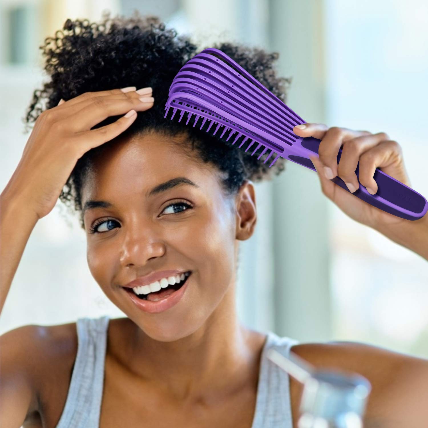 BESTOOL Hair Brush, Detangling Brush for Natural Black and Curly Hair (Pink, Afro 3/4abc), Ideal for Wet or Dry Hair