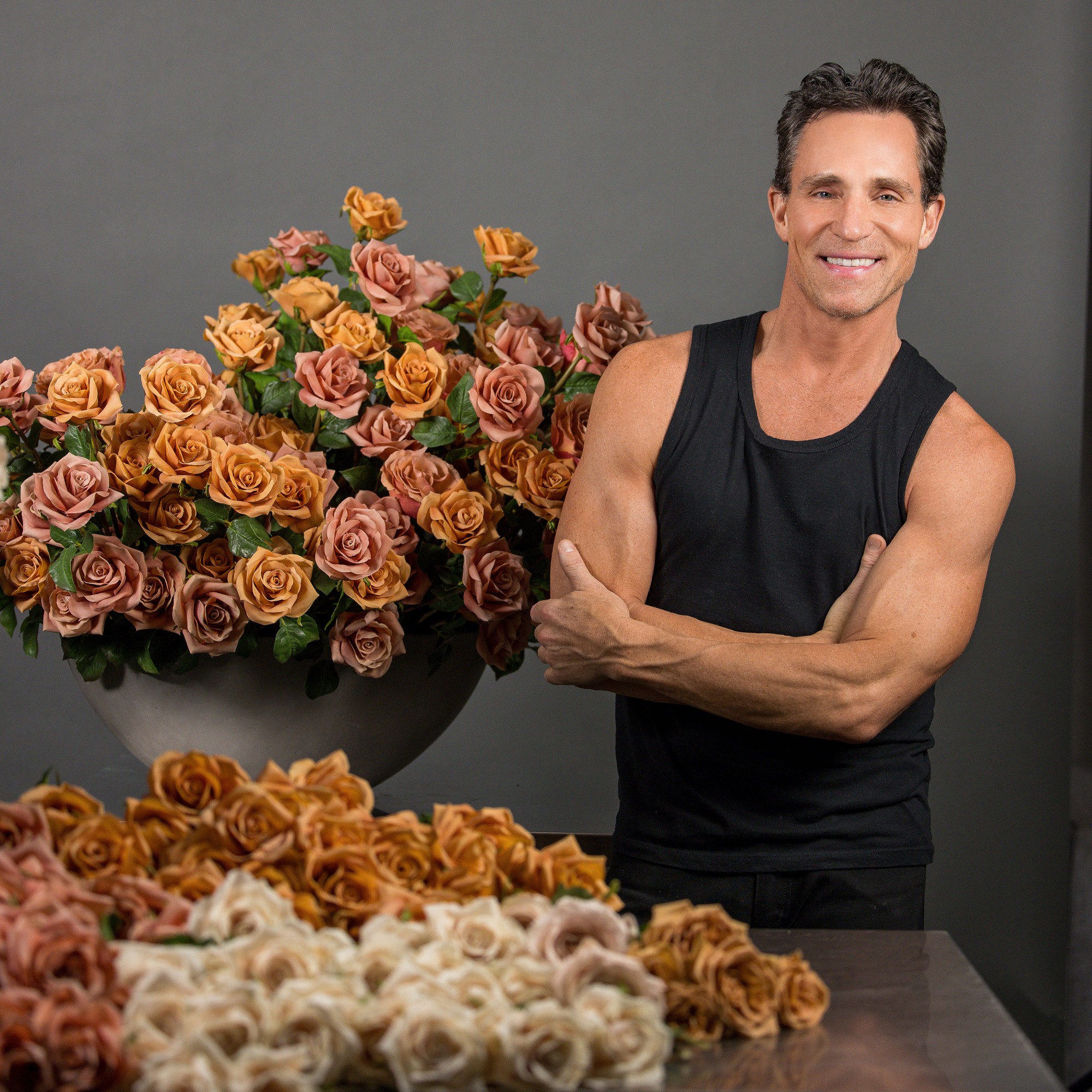 Jeff Leatham x Williams Sonoma Real Touch Faux Mocha Rose Stems, Set of 12