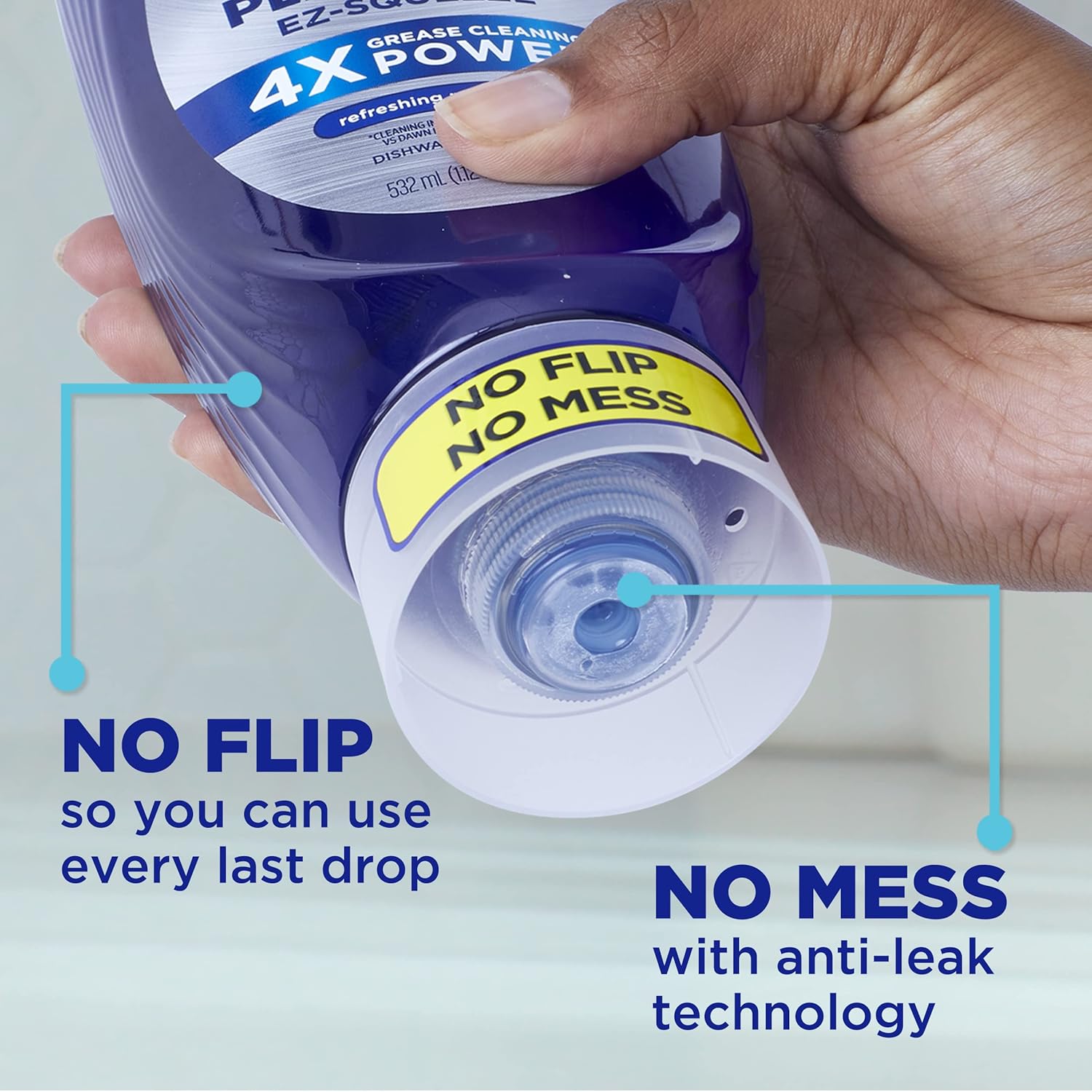 Dawn Dish Soap Squeeze Bottle, EZ-Squeeze Platinum Dish Soap Liquid+Non-Scratch Sponges for Dishes,Refreshing Rain,Includes 3x18oz Bottles+2 Sponges